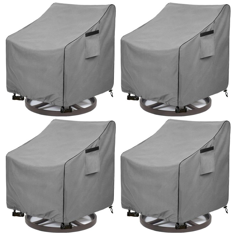 okcool Patio Swivel Chair Cover 4 PackWaterproof Heavy Duty Outdoor Chair CoversOutdoor Swivel Chair Cover for Patio Furniture Covers30 W x 34 D x 385 H inchesGrey - Image 2