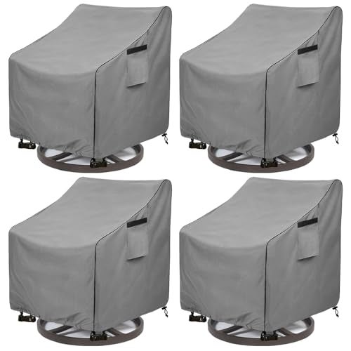 okcool Patio Swivel Chair Cover 4 PackWaterproof Heavy Duty Outdoor Chair CoversOutdoor Swivel Chair Cover for Patio Furniture Covers30 W x 34 D x 385 H inchesGrey - Image 1