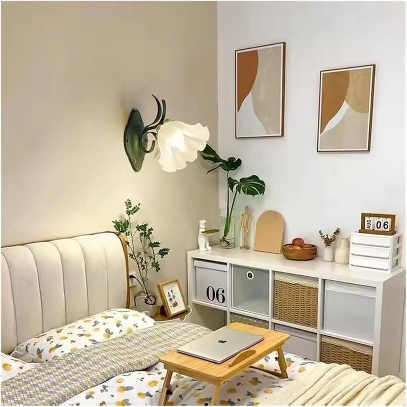 French Rural Flower Wall Lamp Vintage Living Room Background Bedroom Bedside Lights Sconces Aisle Stairway Indoor Decoration,Energy Conservation (Warm Light) - Image 5