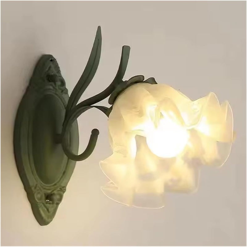 French Rural Flower Wall Lamp Vintage Living Room Background Bedroom Bedside Lights Sconces Aisle Stairway Indoor Decoration,Energy Conservation (Warm Light) - Image 1