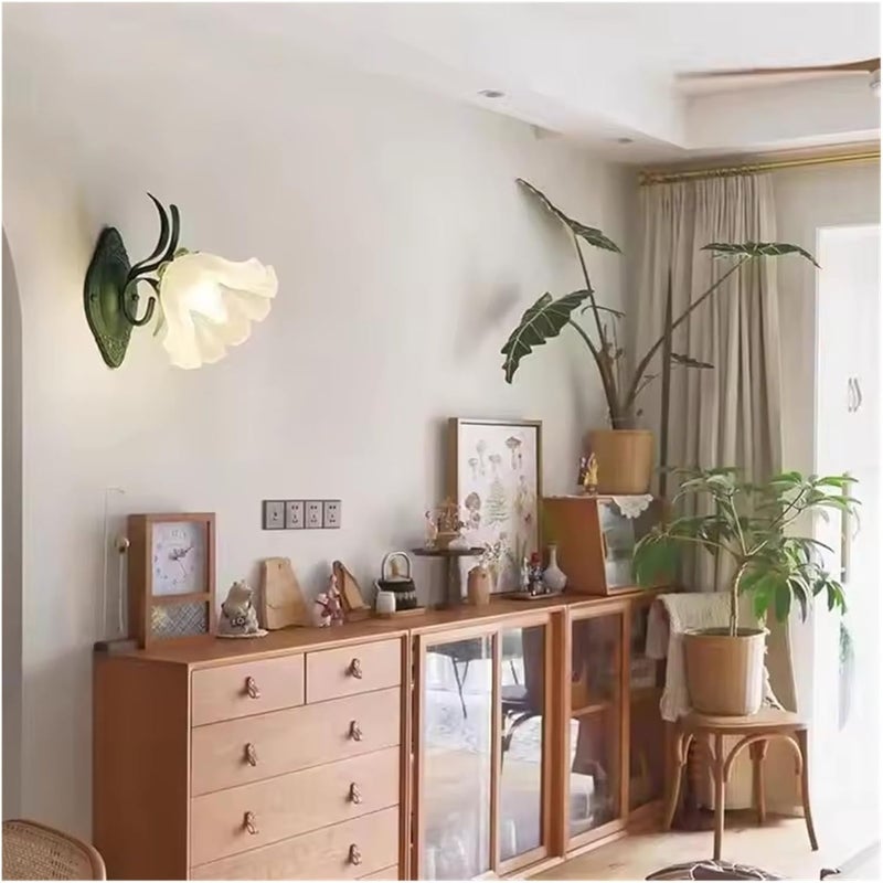 French Rural Flower Wall Lamp Vintage Living Room Background Bedroom Bedside Lights Sconces Aisle Stairway Indoor Decoration,Energy Conservation (Warm Light) - Image 3