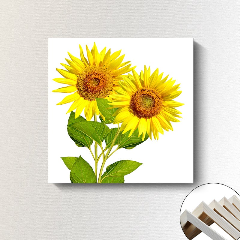 Modern Minimalist Living Room Decorative Painting Sunflower Flower Sunflower Korean Apartment B&B Square Inner Frame Frameless Painting - Image 1