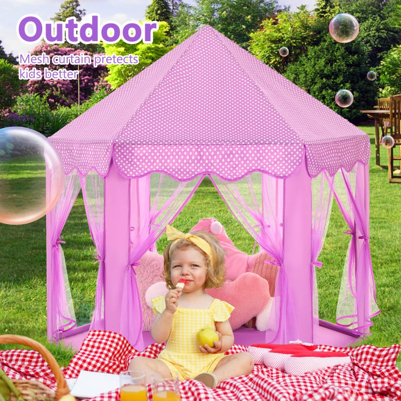 Monobeach Princess Tent Girls Large Playhouse Kids Castle Play Tent with Star Lights Gift Toy for Children Indoor and Outdoor Games, 55'' x 53'' (DxH) (Purple) - Image 4