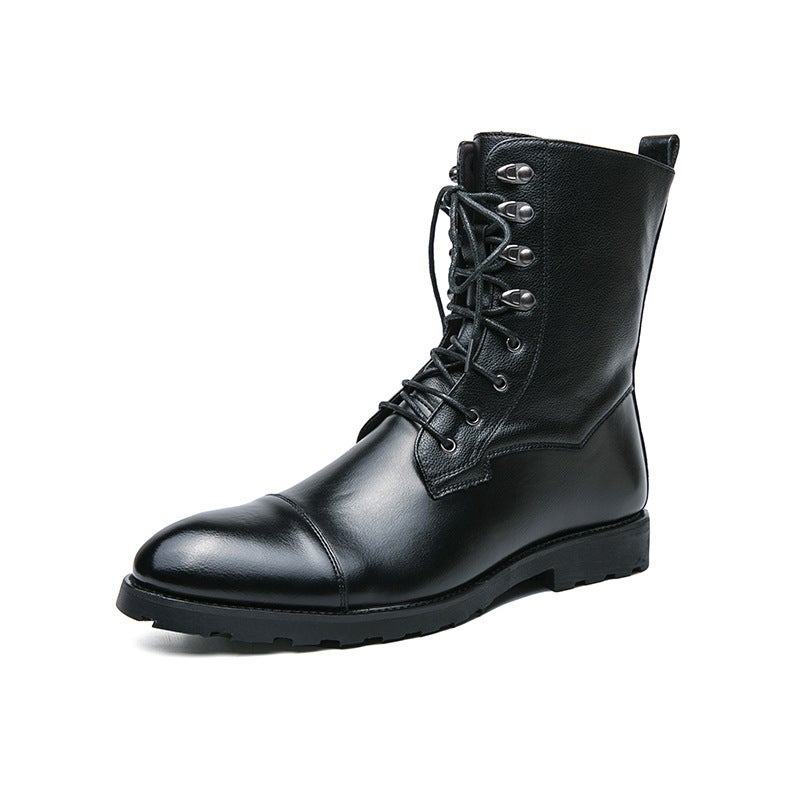 Large Size Long Leather Boots 2025 British Style Leather Shoes Retro Boots Leather Shoes - Image 1