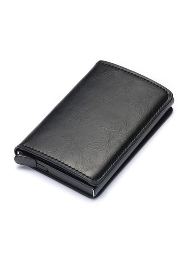We Happy RFID Protection Leather Cover Ultra-Thin Aluminum Case Premium Credit Card Holder Automatic Pop UP Wallet  - Image 1