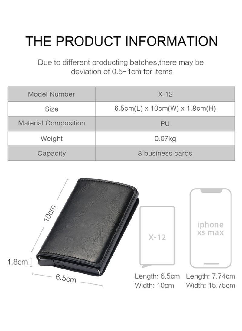 We Happy RFID Protection Leather Cover Ultra-Thin Aluminum Case Premium Credit Card Holder Automatic Pop UP Wallet  - Image 3