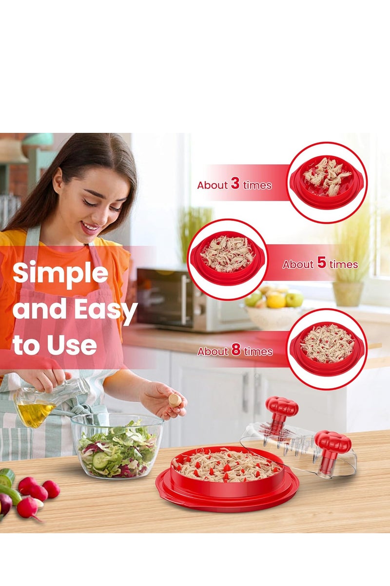 Arabest Chicken Shredder with Separate Plate, Large Meat Shredder Tool Twist with Transparent Lid&Brush&Fork, Visible Manual Chicken Breast Shredder, Dishwasher Safe, BPA Free,Ergonomic Handle, Easy to Clean,10.8Inch(Red) ﻿ - Image 2
