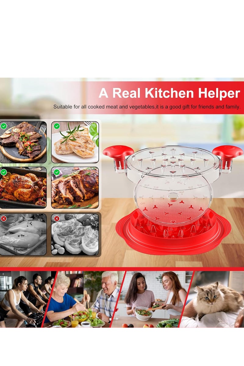 Arabest Chicken Shredder with Separate Plate, Large Meat Shredder Tool Twist with Transparent Lid&Brush&Fork, Visible Manual Chicken Breast Shredder, Dishwasher Safe, BPA Free,Ergonomic Handle, Easy to Clean,10.8Inch(Red) ﻿ - Image 4