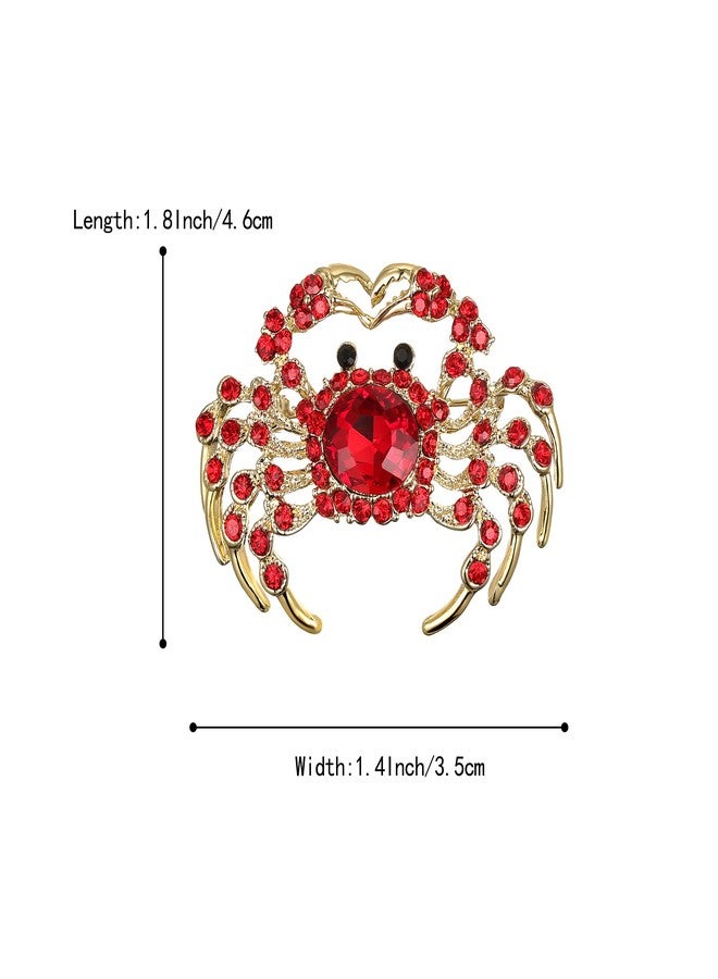 BriLove Crab Brooch Pin for Women Fashion Sparking Rhinestone Animal Brooches Ruby Color Gold-Toned - Image 5