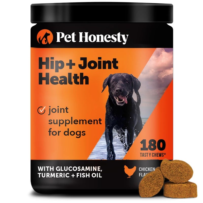 Pet Honesty Hip & Joint Health Soft Chews for Dogs, Joint Supplement with Glucosamine Chondroitin, MSM, Turmeric, Joint Support + Mobility, May Reduce Occasional Discomfort (Chicken 180 Count) - Image 1
