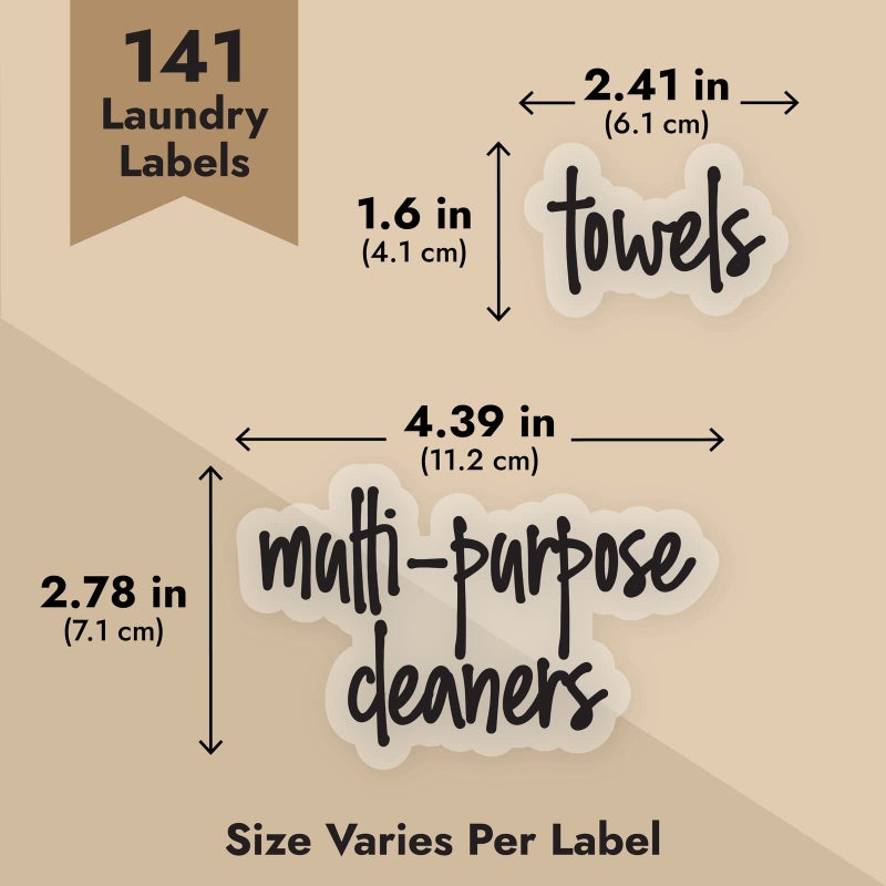 Talented Kitchen Laundry Labels for Jars & Containers - 141 Count, White Vinyl, Modern Script - Laundry Room Organization & Kitchen Organization with Food Container Labels and Water-Resistant Adhesive - Image 4