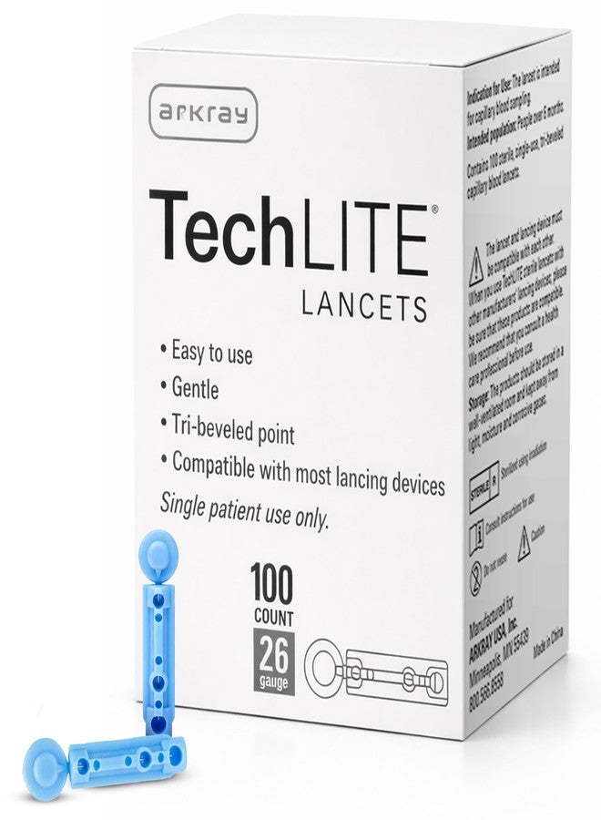 ARKRAY TechLITE Lancets 26 Gauge, 100 Count – Twist-Off Cap Lancets for Lancing Devices, Sterile Single-Use, Universal Fit for Most Standard Lancing Devices - Image 1