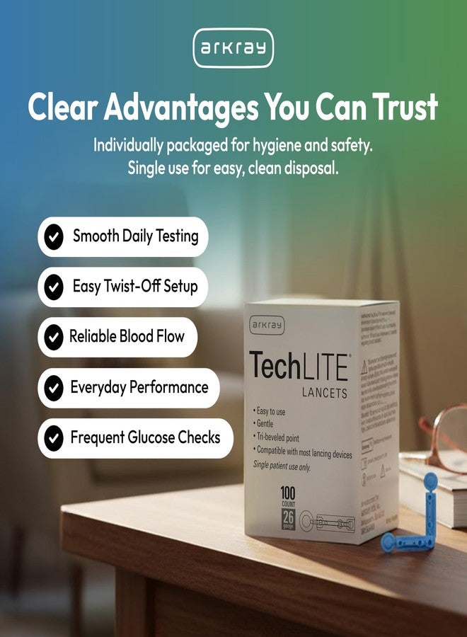 ARKRAY TechLITE Lancets 26 Gauge, 100 Count – Twist-Off Cap Lancets for Lancing Devices, Sterile Single-Use, Universal Fit for Most Standard Lancing Devices - Image 4
