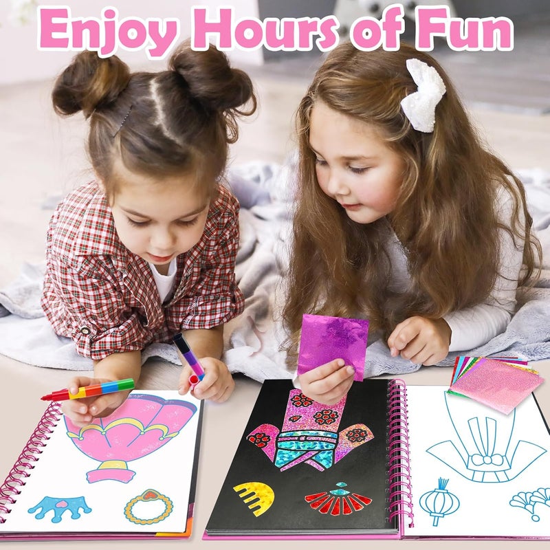 FUNNYB&G Assorted trendy color picks Foil Art Kit - Foil Crafts for Kids, Toys for Girls 4-10 Years Old, No Mess Travel Essentials, Kids Toys, Girls Gifts, Birthday Gift, Coloring Books for Kids Narrow & wide space compatible - Image 5