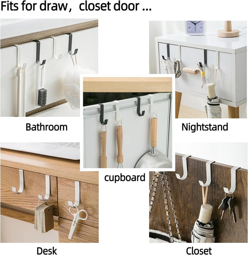 Door Hook 4 Heavy Duty Metal J Hook Bearing 3.2kg Kitchen Bathroom Laundry Universal Hanger Black - Image 3