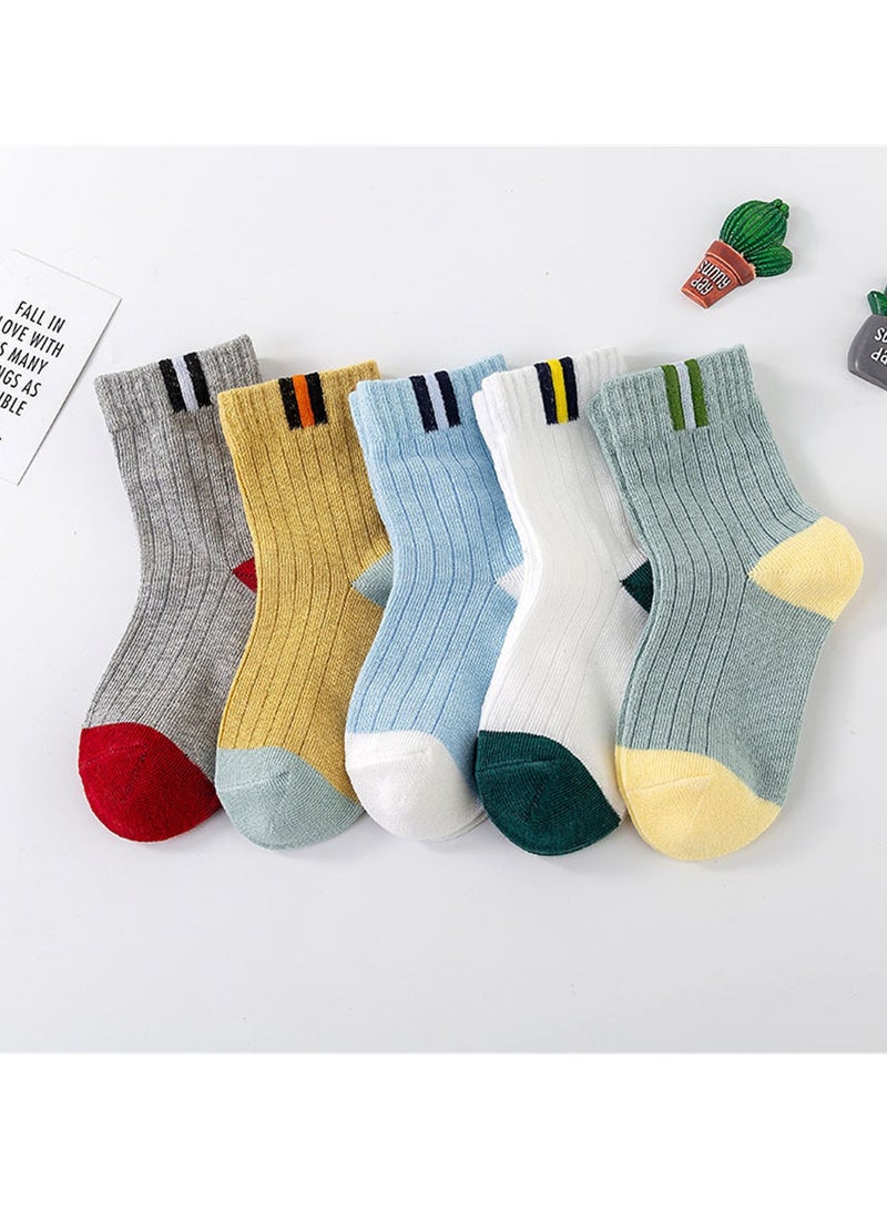 5 pairs of children's socks combed cotton breathable children's socks - Image 2