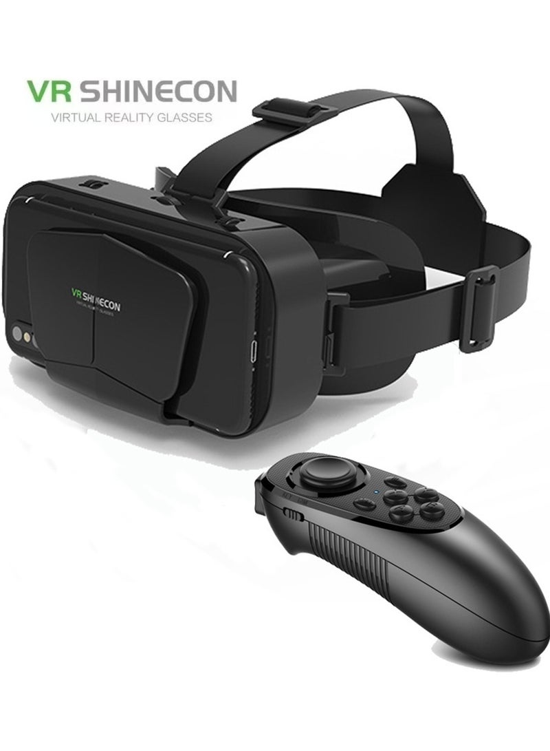 VR SHINECON Classic VR Goggles VR SHINECON G10+Controller Virtual Reality VR Headset 3D Glasses VR Goggles for TV, Movies & Video Games, Compatible with iOS & Android Smartphone within 4.7-7.2inch Screen Pupil Distance Adjusting Function IMAX Cinema/360°View/3D Games Lightweight Comfortable Material Ergonomic Design Multi-Angle Cooling Design - Image 1