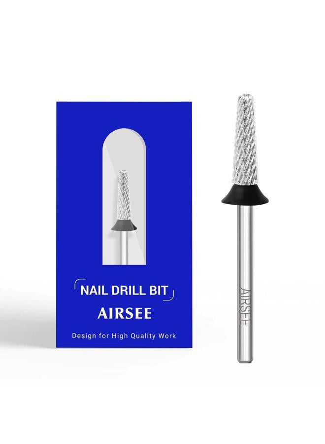AIRSEE Tungsten Carbide Acrylic Nail Drill Bit Efile Electric File Machine Head Tip for Manicure Polishing Art Remove Gel 3/32" 2 Way Safety Use Ball Top Tapered Bit Cone Shape Extra Coarse-XC - Image 1