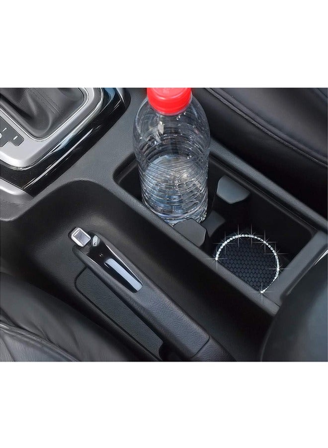 Generic Car Cup Coaster Universal Non-Slip Cup Holders Bling Crystal Rhinestone Car Interior Accessories 2 Pack Black  - Image 2