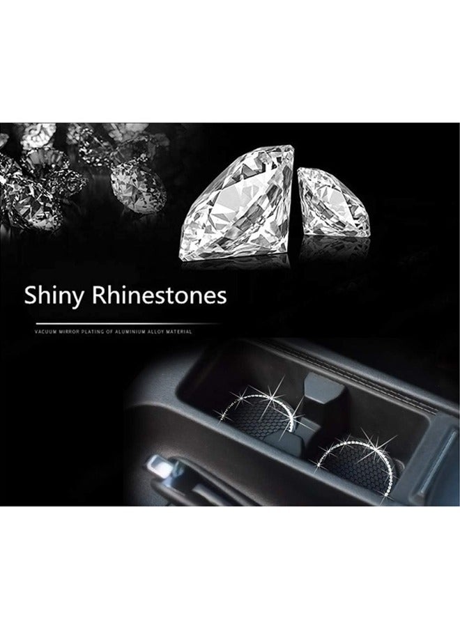 Generic Car Cup Coaster Universal Non-Slip Cup Holders Bling Crystal Rhinestone Car Interior Accessories 2 Pack Black  - Image 3