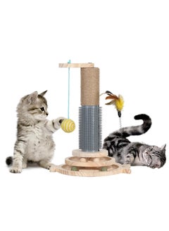 KASTWAVE Cat Scratching Post, Cat Ball Track Toy, Cat Scratcher with Wooden Ball Track, Catnip Teaser Stick Interactive Pet Cat Toy, Vertical Scratcher for Indoor Cats and Kittens Cat Scratching Posts  - Image 1