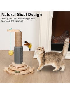 KASTWAVE Cat Scratching Post, Cat Ball Track Toy, Cat Scratcher with Wooden Ball Track, Catnip Teaser Stick Interactive Pet Cat Toy, Vertical Scratcher for Indoor Cats and Kittens Cat Scratching Posts  - Image 4