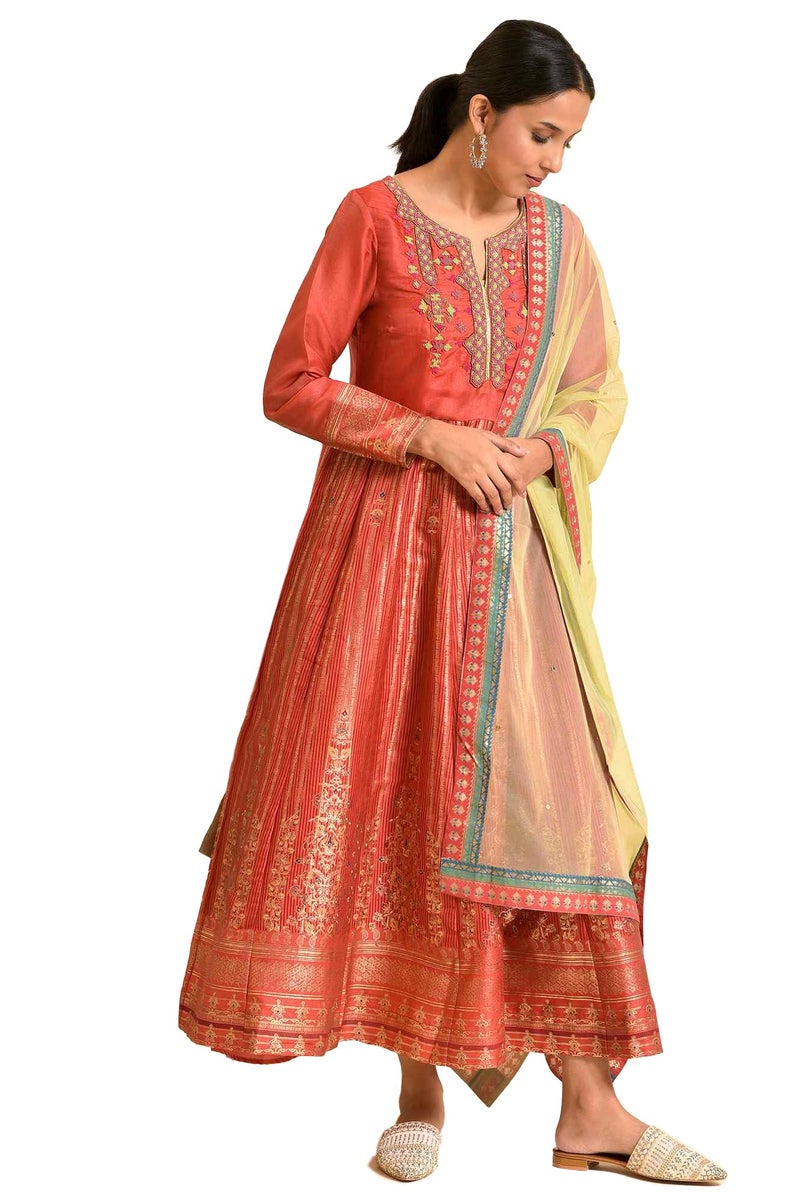 Wishful Women Fit And Flare Maxi By W Dress & Dupatta_23Fesp11186-119421_M, Assorted - Image 1