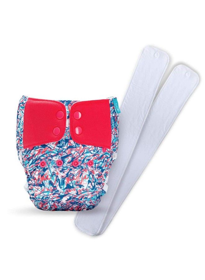 Bumberry Baby Cloth Diaper Waterproof Reusable Adjustable Pocket Diaper 2.0 With Leg Gusset Wet Free Lining & 2 Extra Long Cotton Inserts(6 36 Months Splatter) - Image 2