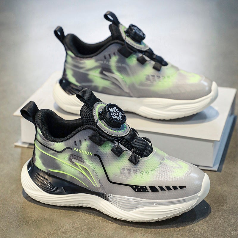Boys Shoes Children'S Sneaker Big Children'S Rotating Buckle Basketball Shoes Fleece-Lined Cotton Shoes - Image 1