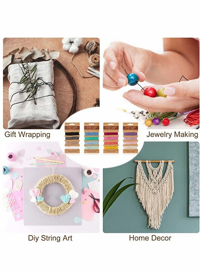 16 Colors Thread Cord for Jewelry Making, Multi-Color Flax String Cord, Natural Twine Cord Rope String for Handmade Bracelets Keychains Craft Making Accessories, 1 mm, 80 Yards in Total (Colorful)