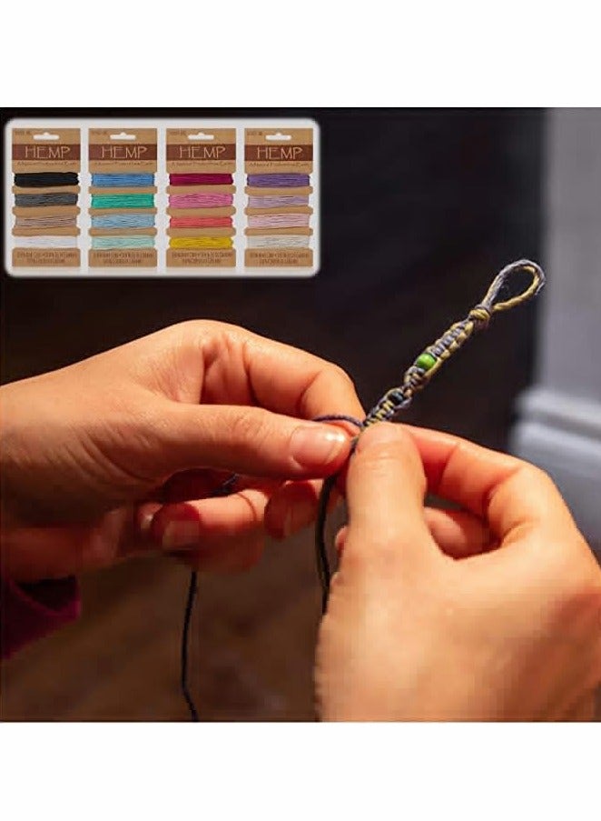 16 Colors Thread Cord for Jewelry Making, Multi-Color Flax String Cord, Natural Twine Cord Rope String for Handmade Bracelets Keychains Craft Making Accessories, 1 mm, 80 Yards in Total (Colorful)