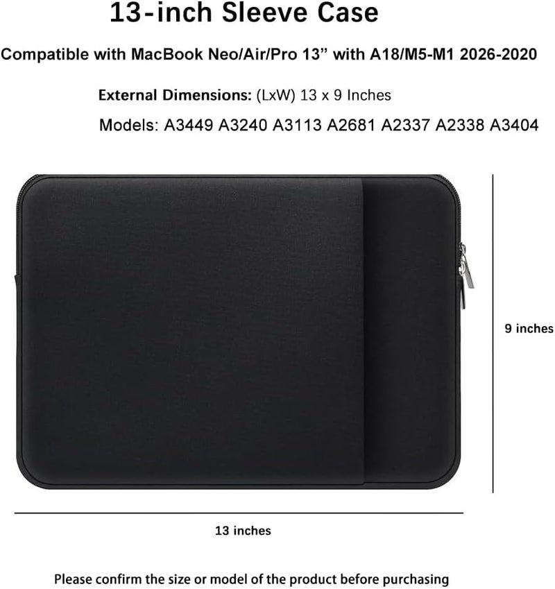 MasiBloom غلاف كمبيوتر محمول لـ Surface Pro 8 مقاس 13 بوصة إصدار 2021 & Pro X إصدار 2021-19 & Surface Laptop Go & Surface Pro 7/6/5/4 مع سحابين، حقيبة دفتر ملاحظات وملحقات (أسود) - Image 2