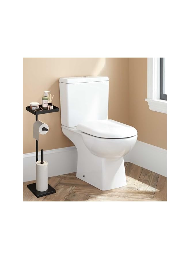 S-TOP Toilet Paper Holder, Free Standing Toilet Roll Holder for 3-4 Rolls with Heavy Base, Tissue Paper Roll Dispenser Storage for Bathroom (Black-B) - Image 3