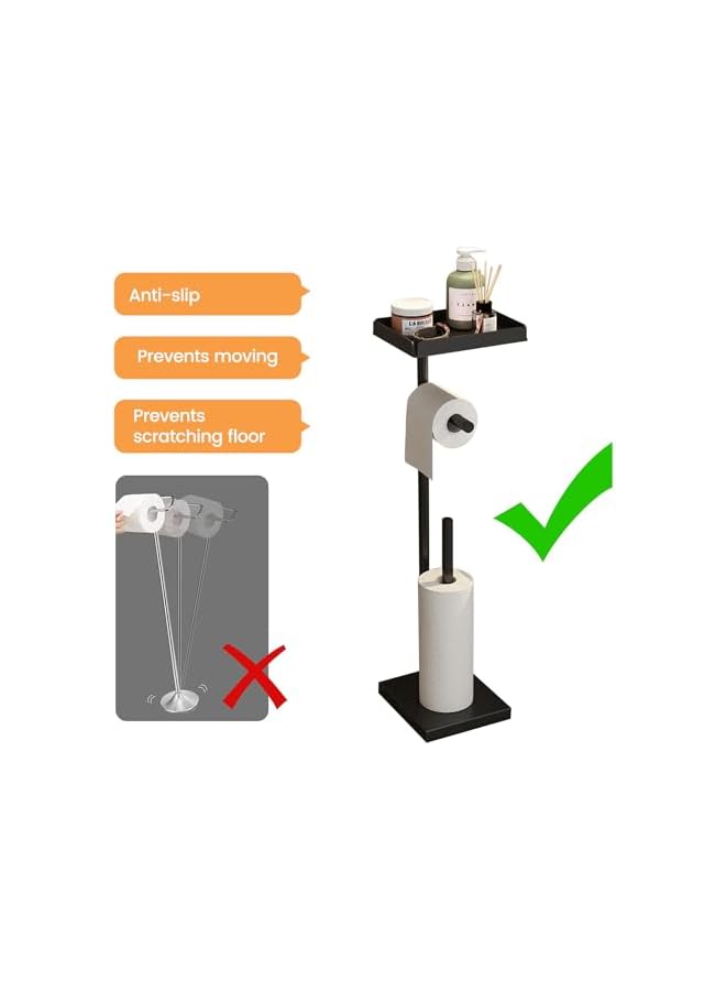 S-TOP Toilet Paper Holder, Free Standing Toilet Roll Holder for 3-4 Rolls with Heavy Base, Tissue Paper Roll Dispenser Storage for Bathroom (Black-B) - Image 5