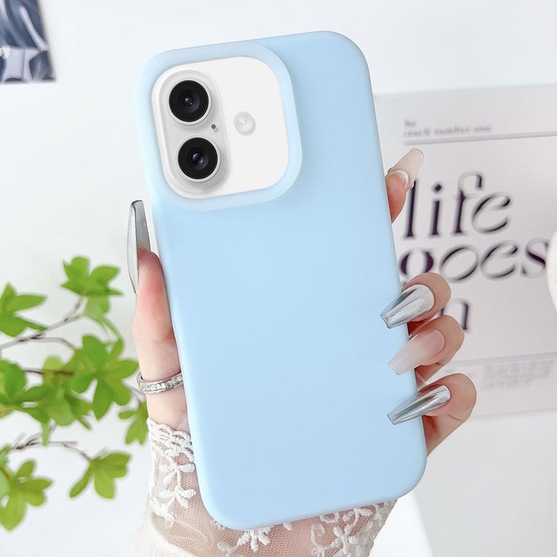HuHa Protective Cover For iPhone 16 PC Hybrid Liquid Silicone Jelly Phone Case(Light Blue) - Image 1