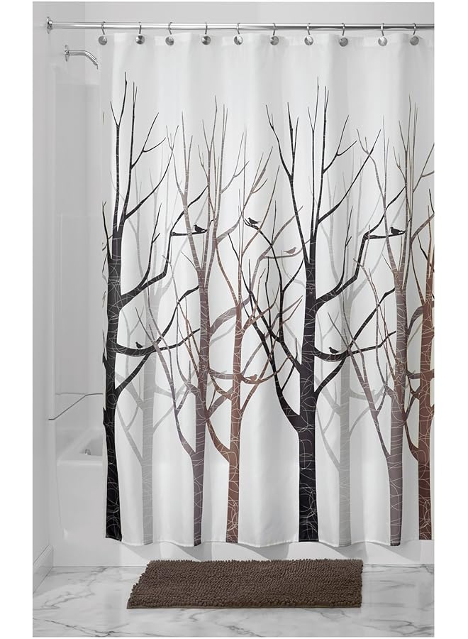 InterDesign Fabric Forest Shower Curtain For Master Guest Kids' College Dorm Bathroom 72 Inch X 72 Inch Black And Gray