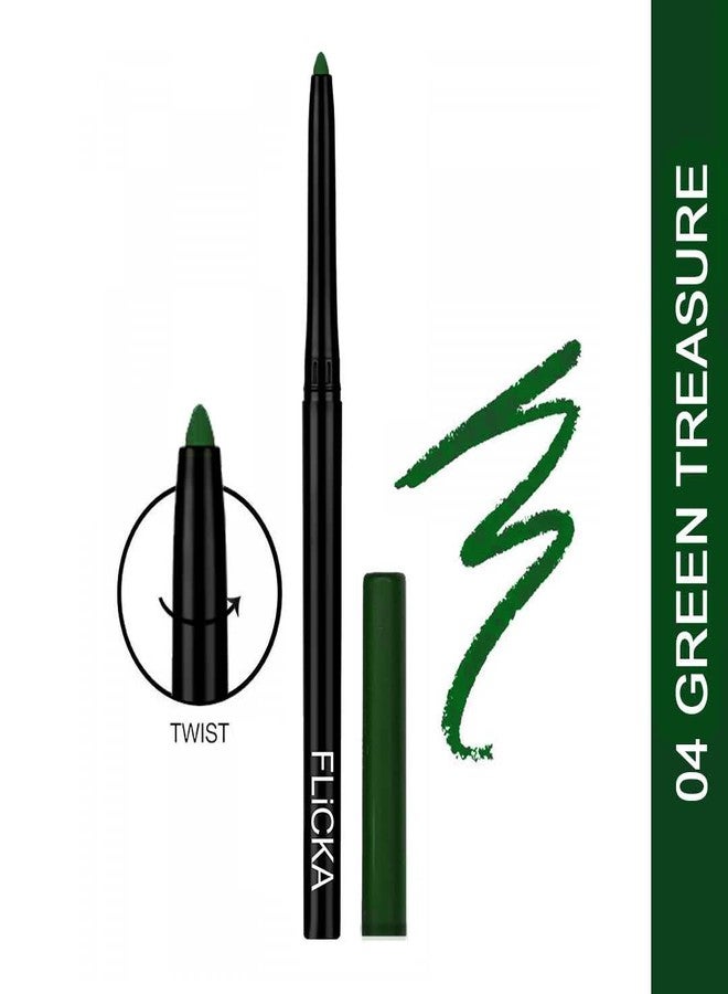 FLiCKA Wild & Kind Twist Kajal Pen - 04 Green Treasure- Waterproof & Long Lasting - 0.30gm - Image 2