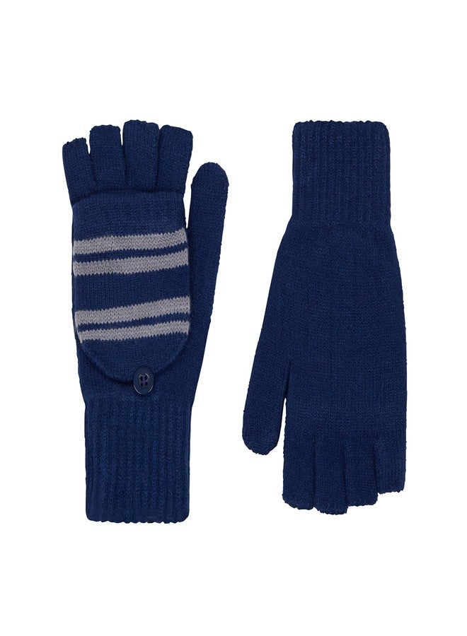 هاري بوتر قفازات هاري بوتر رافينكلو المحبوكة بدون أصابع مع غطاء قابل للتحويل - مخططة باللونين الأزرق والرمادي مع شعار المنزل - إكسسوار شتوي دافئ لمحبي هاري بوتر وهواة جمع التذكارات - للبالغين والمراهقين - Image 3