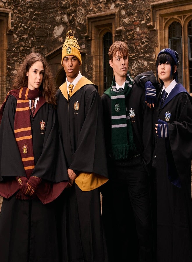 هاري بوتر قفازات هاري بوتر رافينكلو المحبوكة بدون أصابع مع غطاء قابل للتحويل - مخططة باللونين الأزرق والرمادي مع شعار المنزل - إكسسوار شتوي دافئ لمحبي هاري بوتر وهواة جمع التذكارات - للبالغين والمراهقين - Image 4