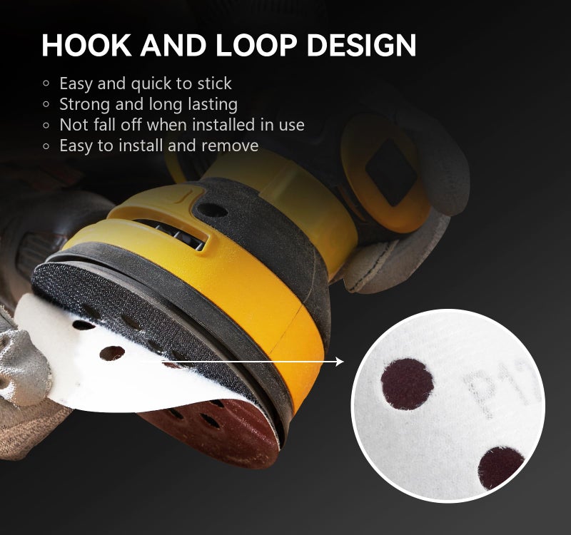 S SATC 72 PCS 5 Inch 8 Hole Hook and Loop Adhesive Sanding Discs Sandpaper for Random Orbital Sander 40 60 80 120 180 240 320 Grits - Image 3