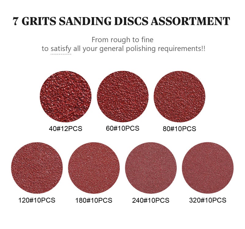 S SATC 72 PCS 5 Inch 8 Hole Hook and Loop Adhesive Sanding Discs Sandpaper for Random Orbital Sander 40 60 80 120 180 240 320 Grits - Image 2