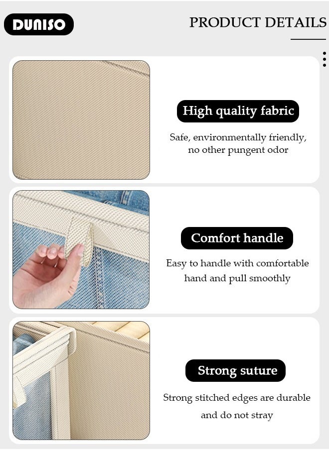 DUNISO 6 Pieces Foldable Closet Storage Organizer with Clear Lid and Window, Washable Closet Storage Boxes with Carrying Handles , Stackable Wardrobe Clothes Organizer,Cube Storage Bin for Clothes Wardrobe Home Bedroom Office  - Image 2
