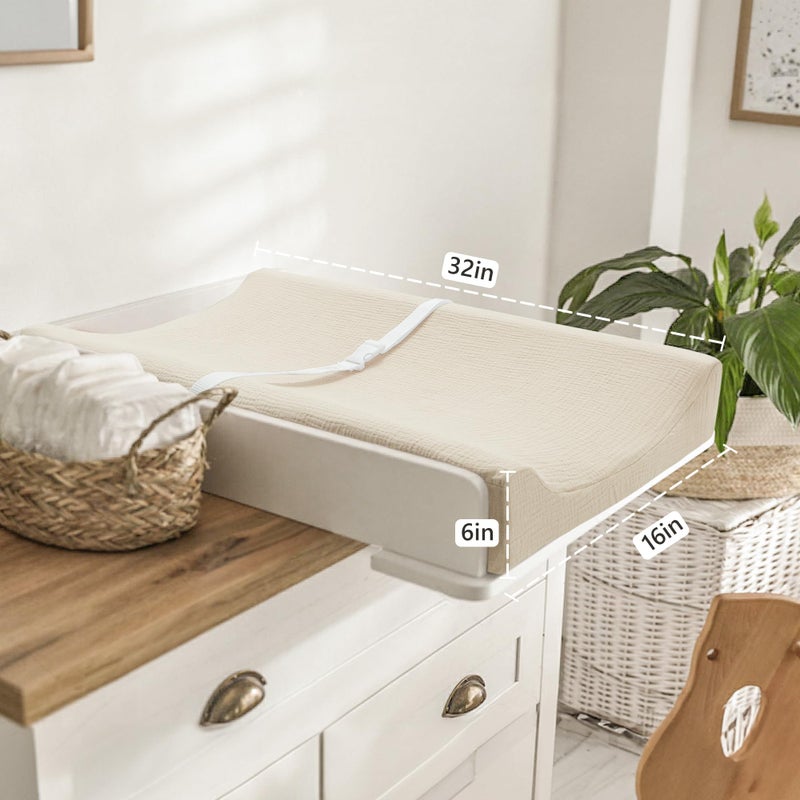 Bearmoss Changing Pad Cover, 2 Pack Muslin [100% Cotton] Diaper Changing Table Covers, 32'' x 16'' Soft Breathable Changing Pad Sheets for Unisex Baby Girls and Boys with Strap Holes (Cappuccino) - Image 5