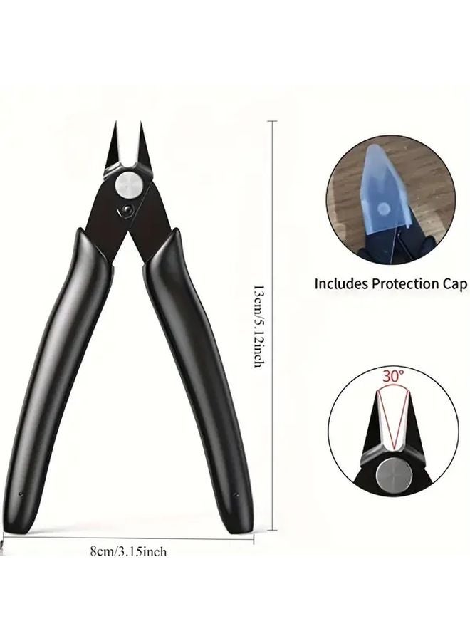Black Micro Flush Cutter 5 Inch Precision Wire Cutters for Jewelry Electronics PCB - Image 3