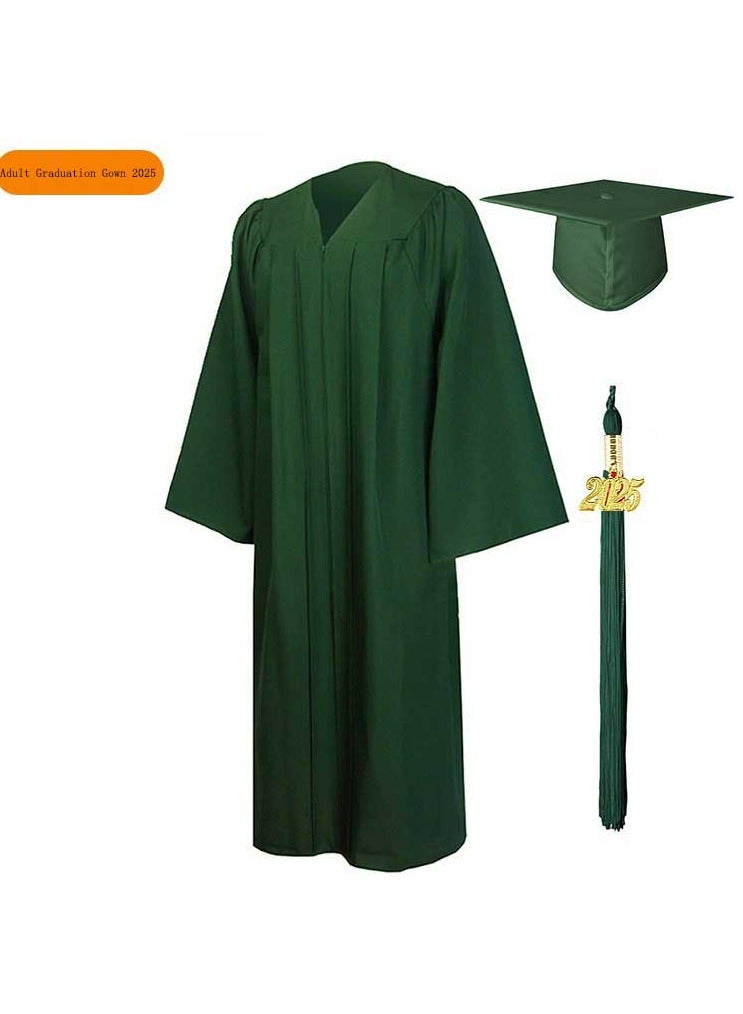 Loquat Middle High School College Graduation Gown Robe With Cap Green - Image 1
