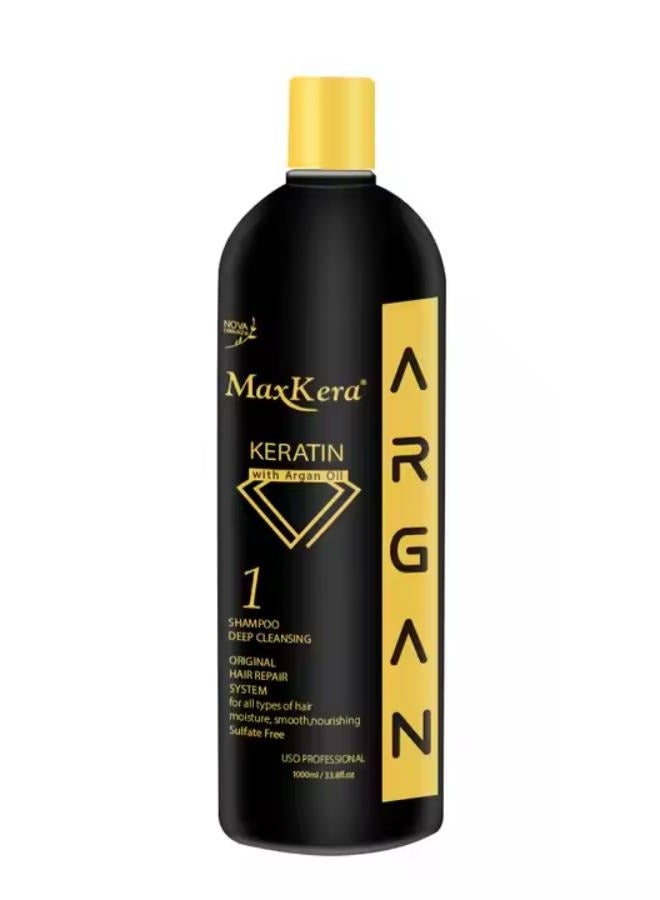 NOVA Maxkera Brazilian Kreatine Shampoo Deep Cleansing With Argan Oil Original Hair Repair System  no1 1000 ml