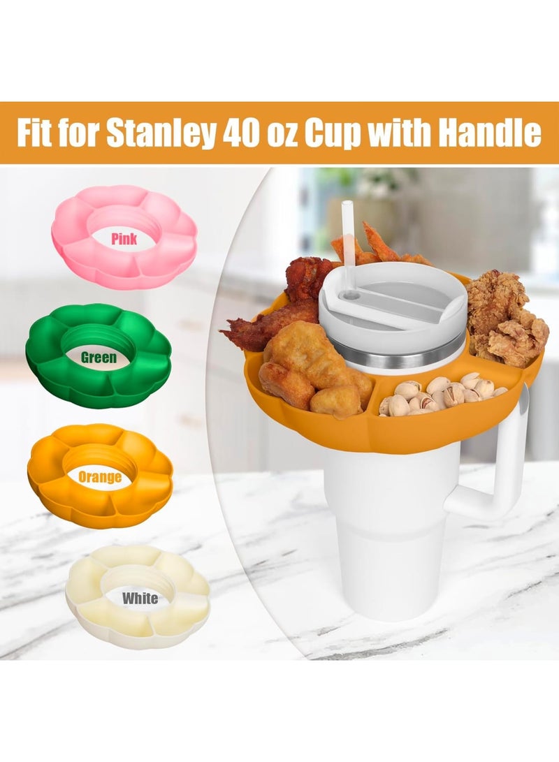 SOLARAE Snack Bowl for Stanley 40 oz Cup with Handle, Snack Tray on Top for Stanley Cup Accessories, Reusable Silicone Snack Ring for Tumbler, Gifts for Women, 40 oz, orange - Image 3