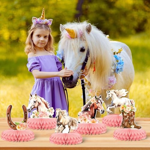 KSKSPE 8 PCS Cowgirl DecorationsKSKSPE 3D Horse Themed Party for Tables Western Cowgirl Party Supplies for Western Cowgirl Themed Girls Birthday Wedding Party Supplies - Image 5