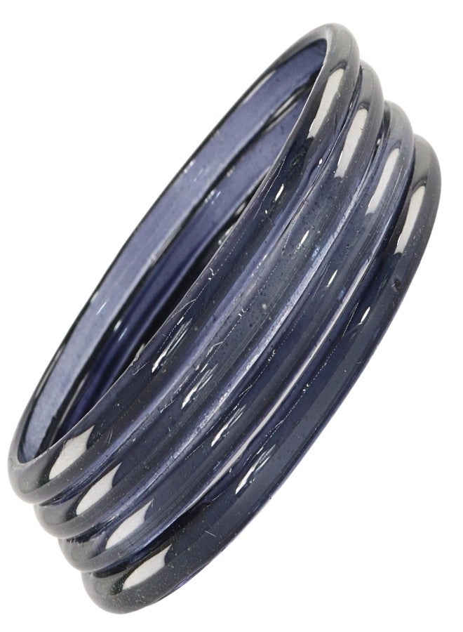 STYOLLO Trendy Transparent Glass Kada Set for Women & Girls | Daily Bangles | Puja Ready Chudi | Elegant Traditional Jewelry for Wedding, Festival & Party Styling - Set of 4 (SYL_ABS5-Black-2.8) - Image 1