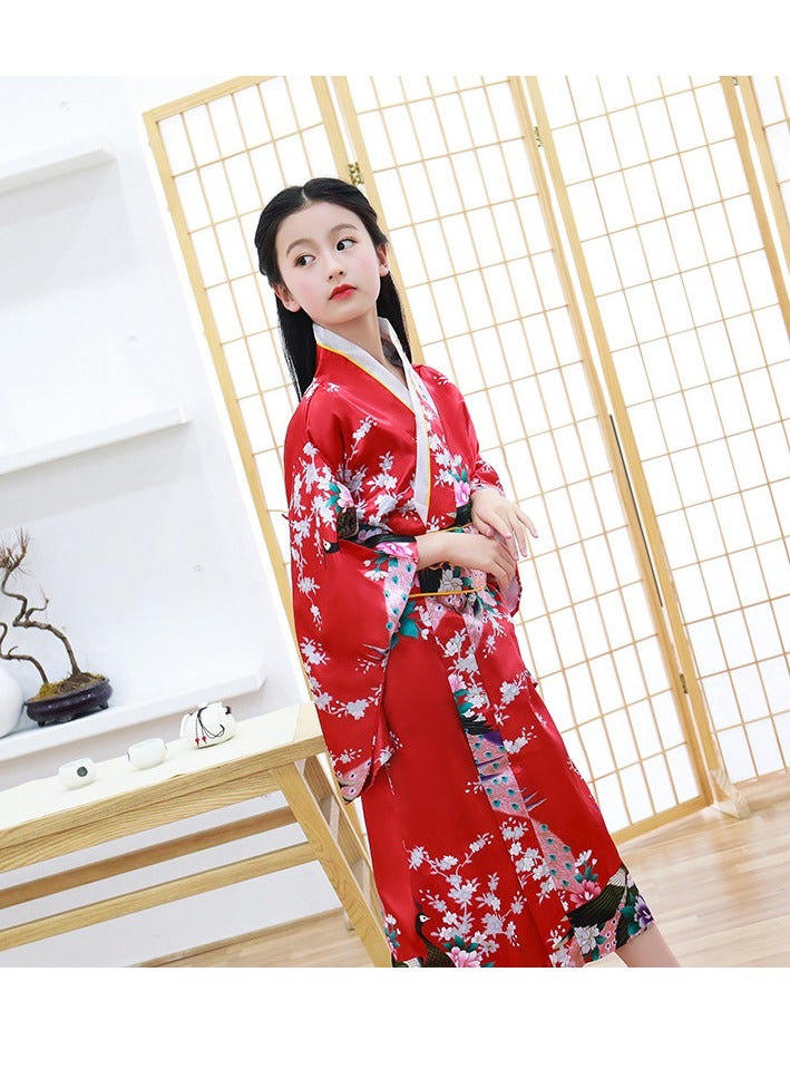 Japanese Traditional Dress Kimono Robe for Kids Girls Costume（Clothes &Fan） - Image 5